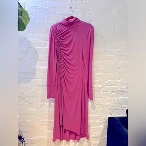 Anthropologie pink/rose ruched turtleneck dress. NWT